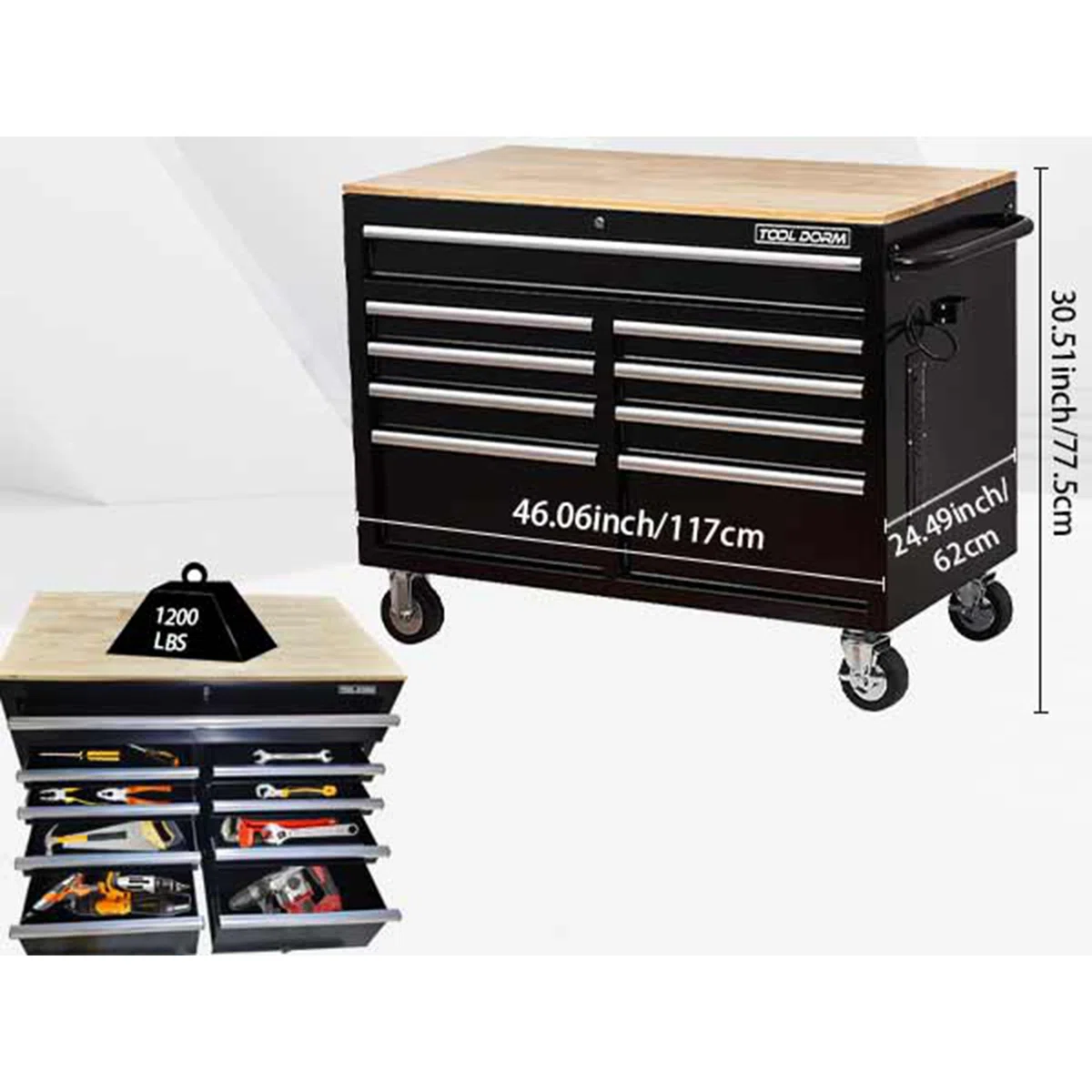 Extra-Deep+9-Drawer+Rolling+Tool+Chest+with+Wooden+Top,+Power+Strip,+Casters,+Handle,+Liner+and+Locking+System (3)