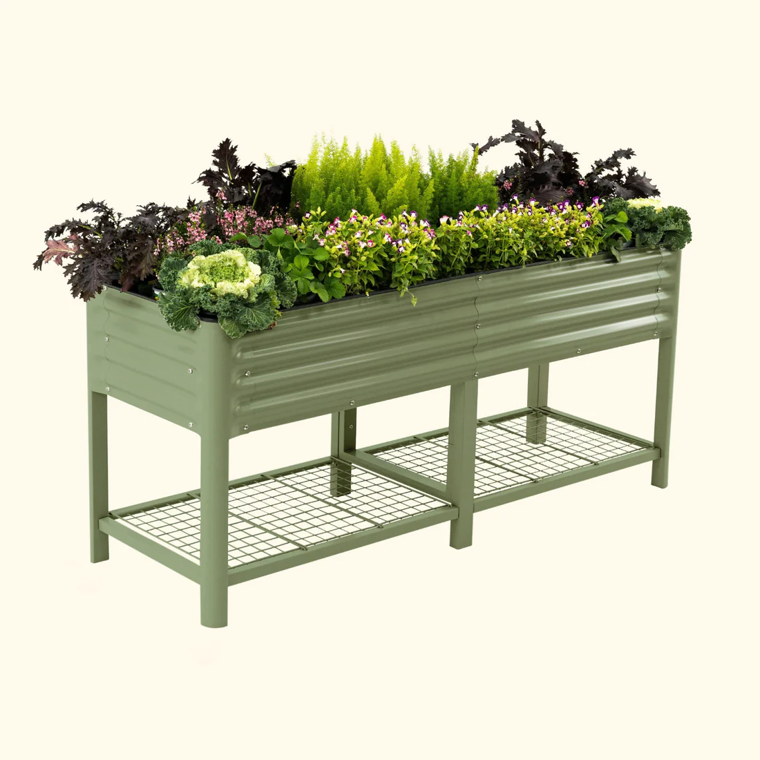 Elevated-Garden-Bed-V-Series-2foot-by-6foot-olive-green