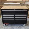 46 in. W x 24.5 in. D 9-Drawer Gloss Black Deep Tool Chest Mobile Workbench with Hardwood Top and Power Station